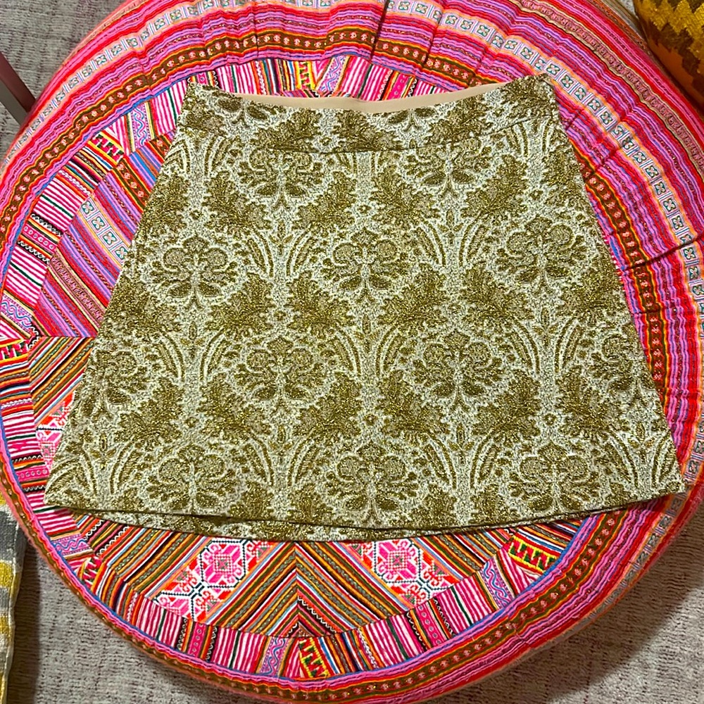SEMICOUTURE Women's Gold Embroidered A Line mini Skirt Size 42 S